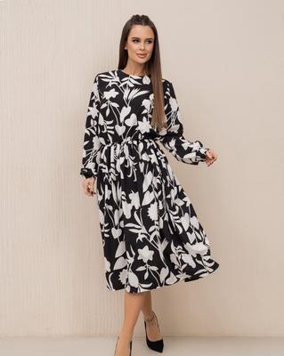 ISSA PLUS Black Printed Long Sleeve Dress