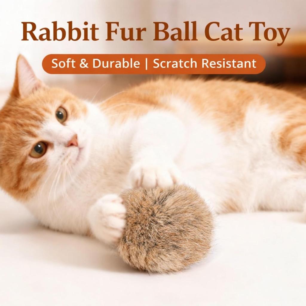 Kattleksak kaninpälsboll äkta kaninpäls lekfull kattpälsboll rik och behaglig husdjursdoft nosande katt kaninpälsboll leksaker