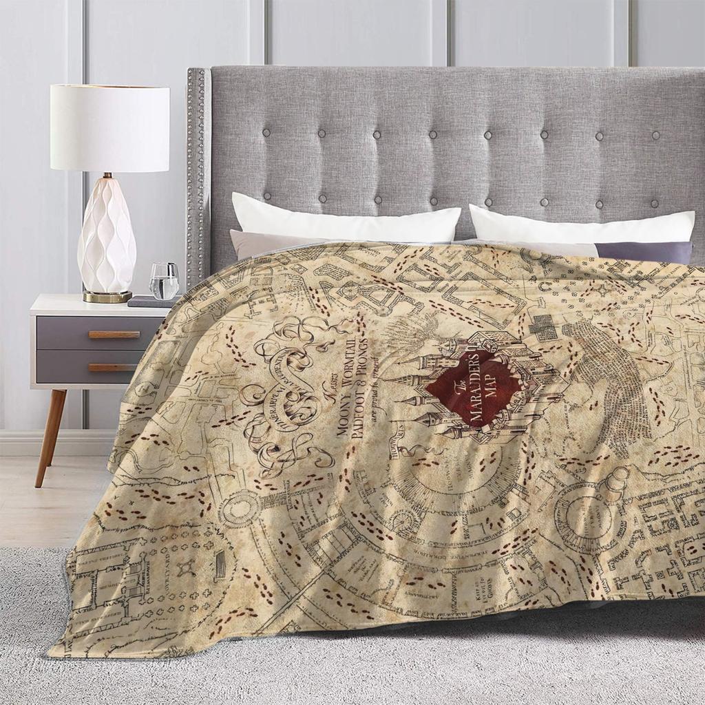 Marauders Map Flannel Blanket Soft Warm Throw Blanket for Home Decor Camping Fashion Bedspread Sofa Bed Cover