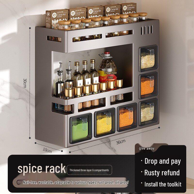 Wall-Mounted Kitchen Spice Rack & Seasoning Organizer