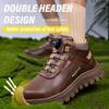 Waterproof Men Safety Shoes Rotating Button Labor Protection Shoes Leather Men's Work Boots with Steel Toe Protective Boots