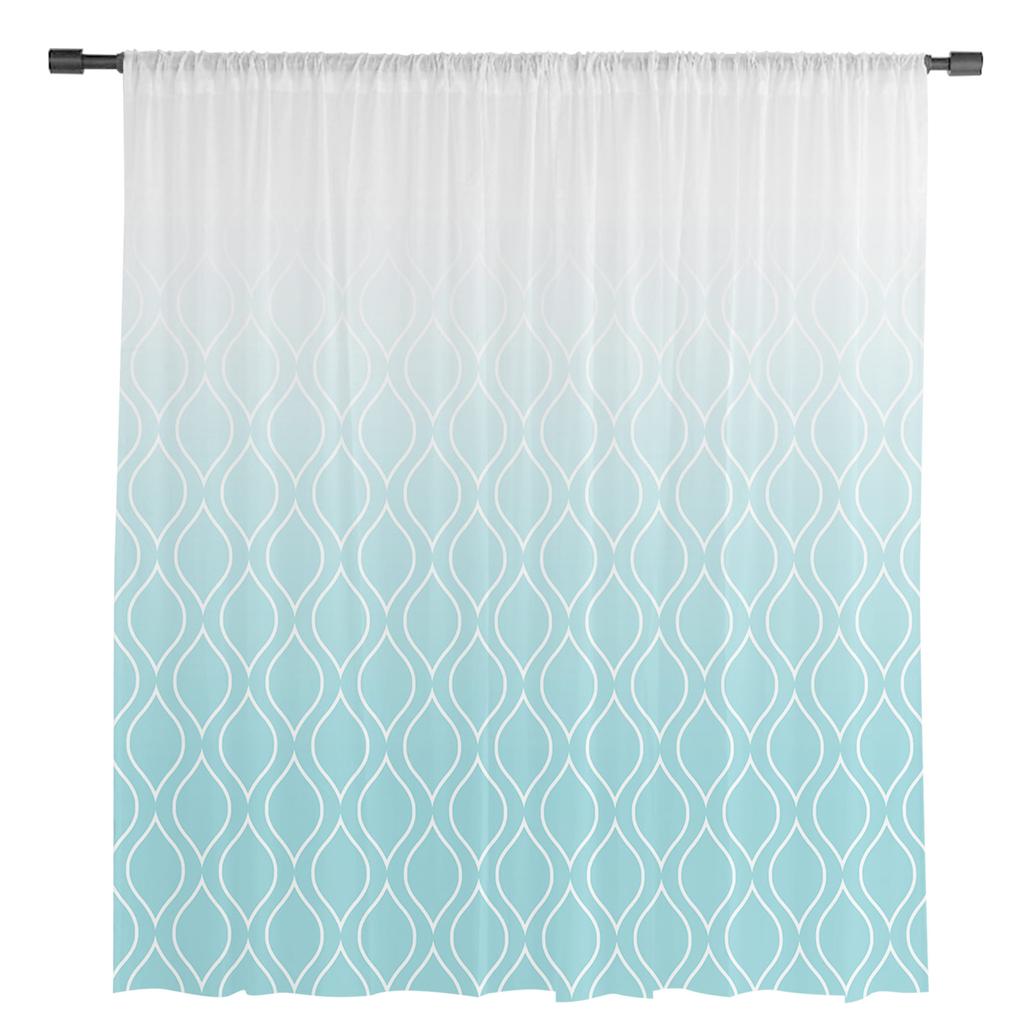 Blau Gradienten Fenster Vorhänge Sheer Chiffon Tüll Vorhang Hause Wohnzimmer Hintergrund Dekoration