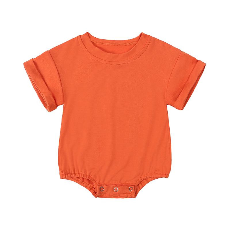 Summer New Arrivals: Infant Short Sleeve Solid Color Romper - Baby Crawling Outfit 12-18 Months оранжевый