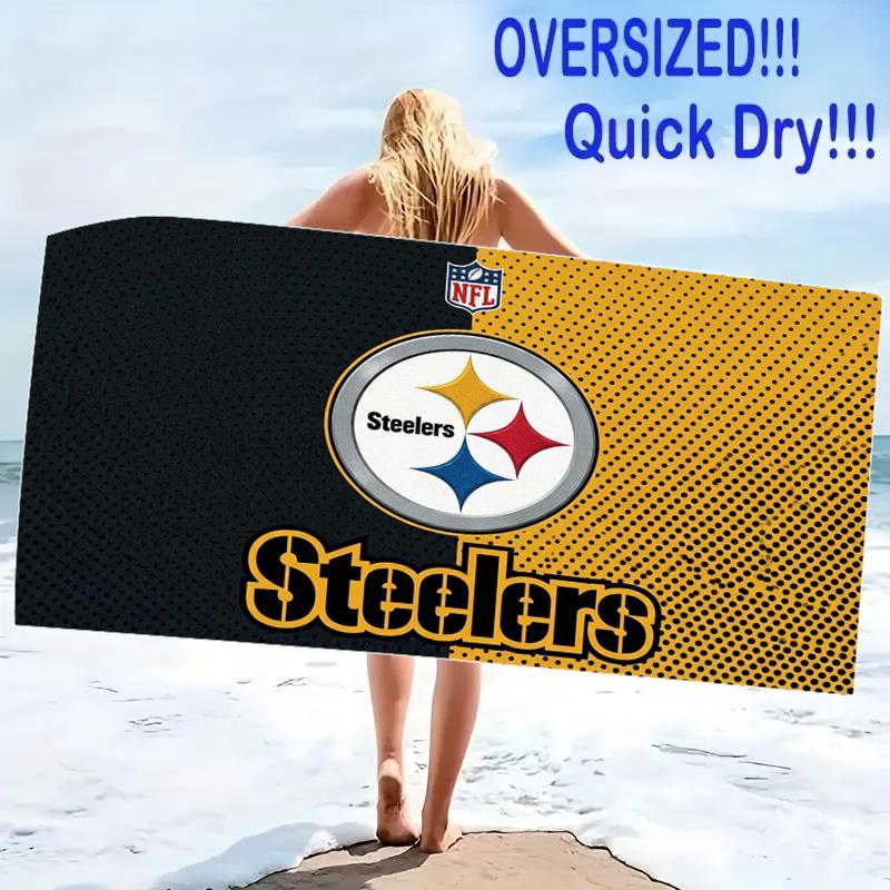 Pittsburgh Steelers Print Beach Towel, Large Soft Quick Dry Towel for Beach Camping Swimming