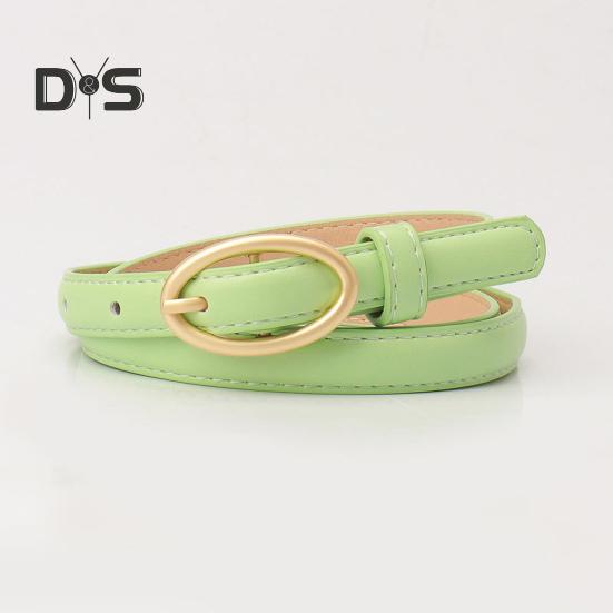 Women Belt Metal Oval Buckle Decor Multi Holes Design Adjustable Length Belt Imitation Leather Waist Strap Shirt Sweater Accessory