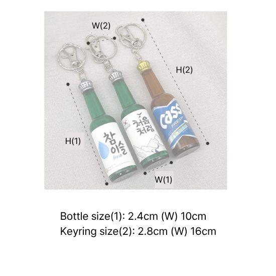 Koreaanse Soju en Bierflesje Sleutelhanger 3-Delige Souvenir Set