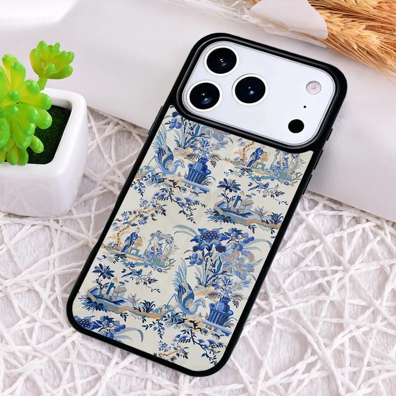 Blue And White Porcelain Soft Phone Case for iPhone 17 Air 16 15 11 12 14 13 Pro Max Shockproof Cover