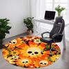 1pc Skull Flowers Office Round Area Rug,  Mat Suitable For Office, Under Office Chairs Bedroom Living Room Home Decor, Room Deco