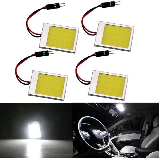GrandviewTM COB 10-Pack 48-SMD DC12V LED Panel Dome Lamp Auto Car Interior Reading Plate Light Roof Ceiling Interior Wired Lamp With 10X BA9S T10