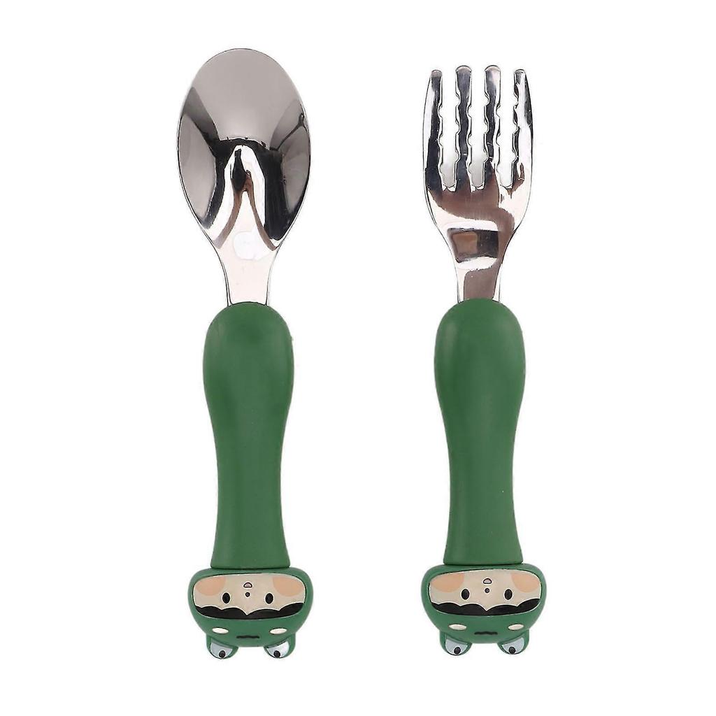 JiaWei Baby Fork Cute Cartoon Shaped Spoon PP Handle Stainless Steel Tableware for Children Feeding Training Frog TUi