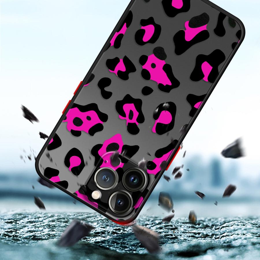 Leopard Print Phone Case for iPhone 16 11Pro 13 Mini 7 8 Plus XS Max SE XR 14 Pro 15Pro 12 Matte Cover