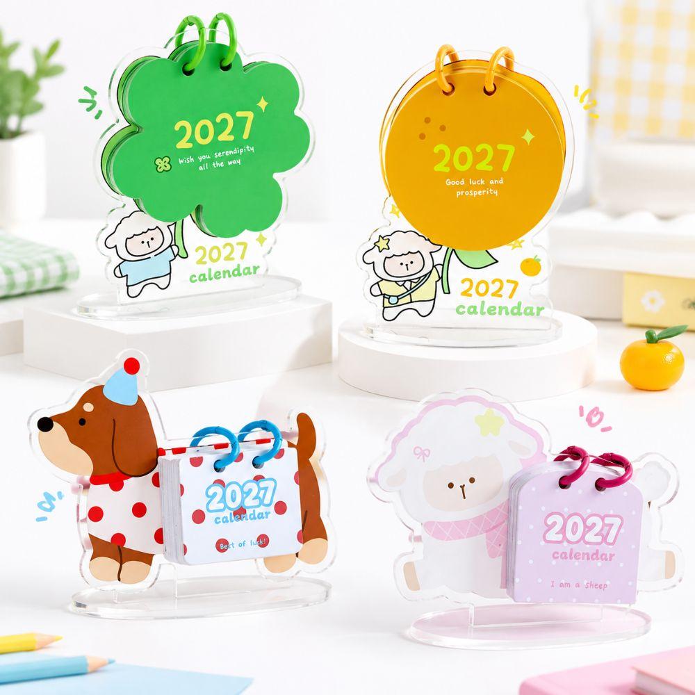 Puppy Shape 2027 Desk Calendar Card Paper Standing Table Calendar 2027 Table Calendar  Table Decor