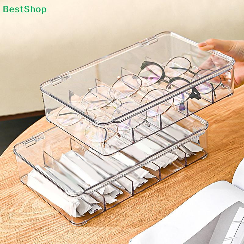 Clear Multi-Compartment Drawer Organizer - Stackable Plastic Storage Tray for Home & Office Supplies