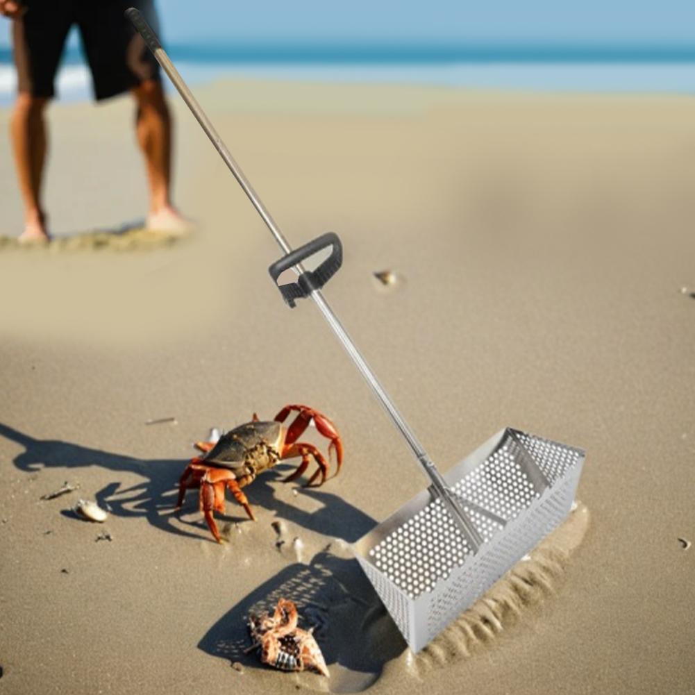 Stainless Steel Sand Screen Collapsible Beach Shark Tooth Screen Sand Crab Trap Beach Sand Scoop Shovel Shell Sand Sieve