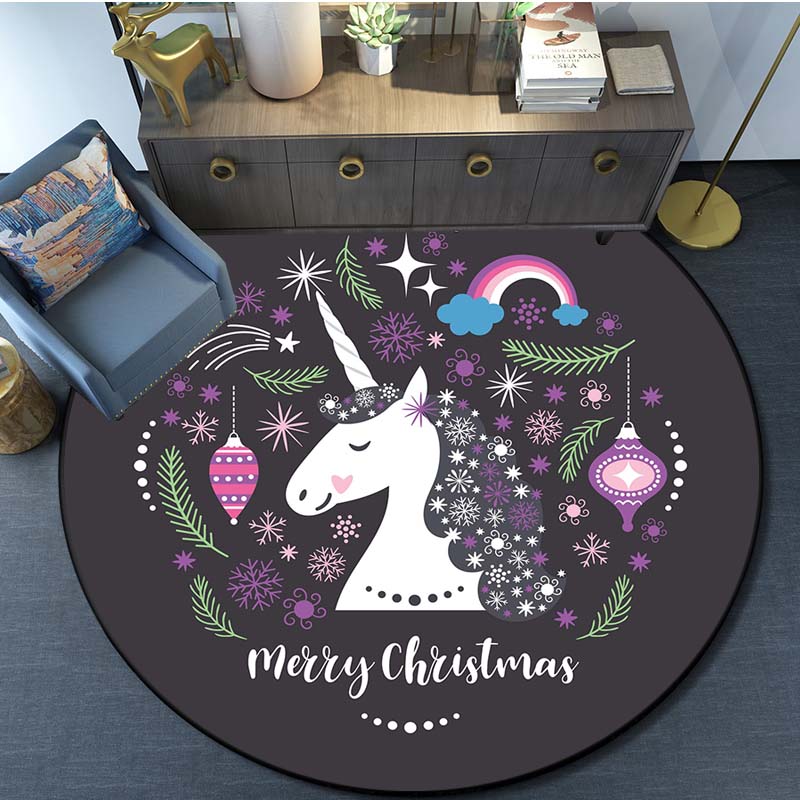 Mermaid Unicorn Print Rug Cartoon Round Rug Kitchen Bedroom Rug Kids Room Play Mat Kids Play Mat Home Decor