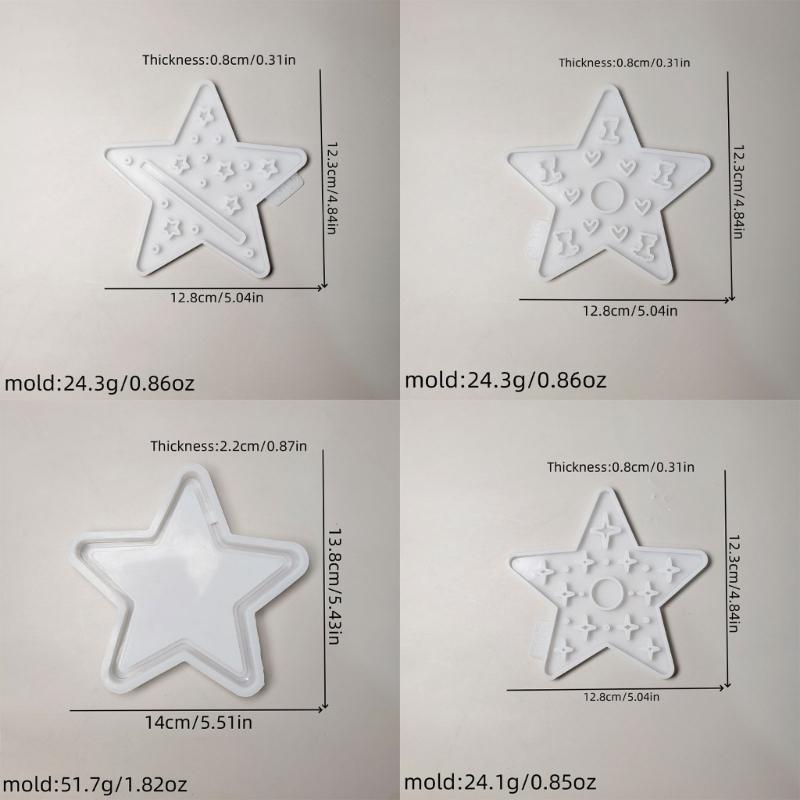Set of 4 Star Candle Holder Molds Small Light Moulds Silicone Texture for Handmade Decorations and Craft Enthusiasts
