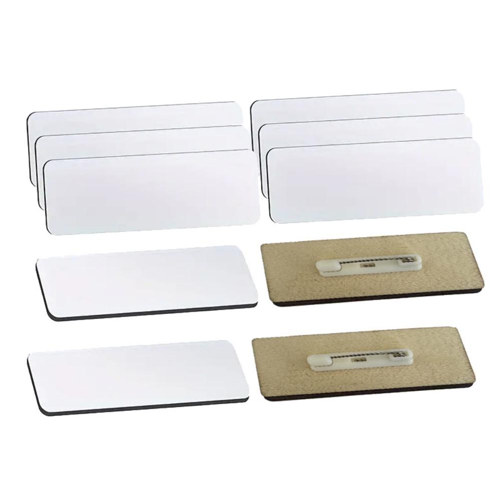 10pcs/set Pins ID Name Badge DIY Sublimation Name Tag Simple Blank Wooden Brooch Students