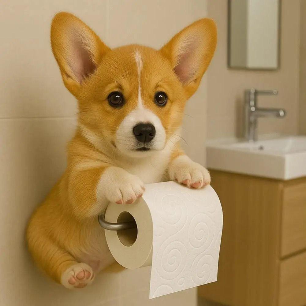 3D Dog Shape Roll Paper Organizer Decorative Hanging Paper Towel Stand  Dorm Room