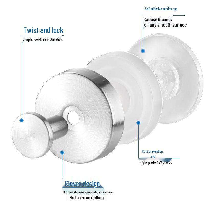 Stainless Steel No-Drill Suction Cup Coat Hook