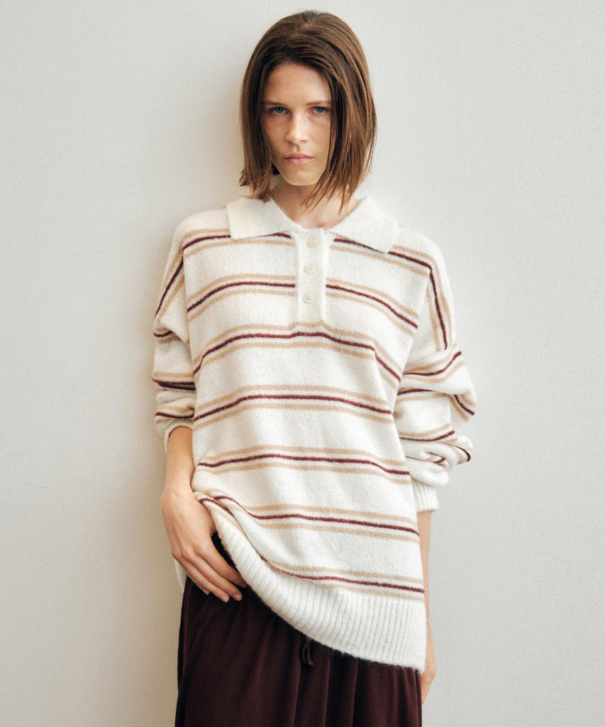 CITTA Wool Mohair Stripe Long Sleeve Knit_Ctk235(4Color)