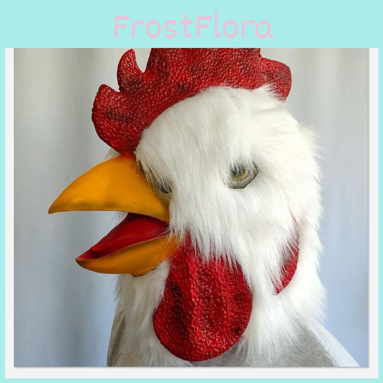 Halloween Animal Latex Chicken Mask With Plush Headpiece For Costume Play And Party Occasions