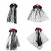 Lace Rose Skull Hair Band Black Cosplay Headdress Funny Halloween Headband  Prop