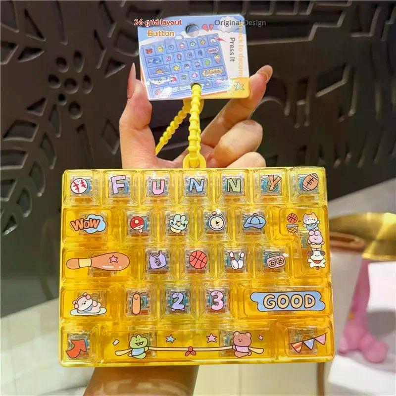 New 26-Key Fidget Button Keychain, Cute Decompression Toy & Bag Hanging Ornament, Fun Stress Relief Pendant For Children