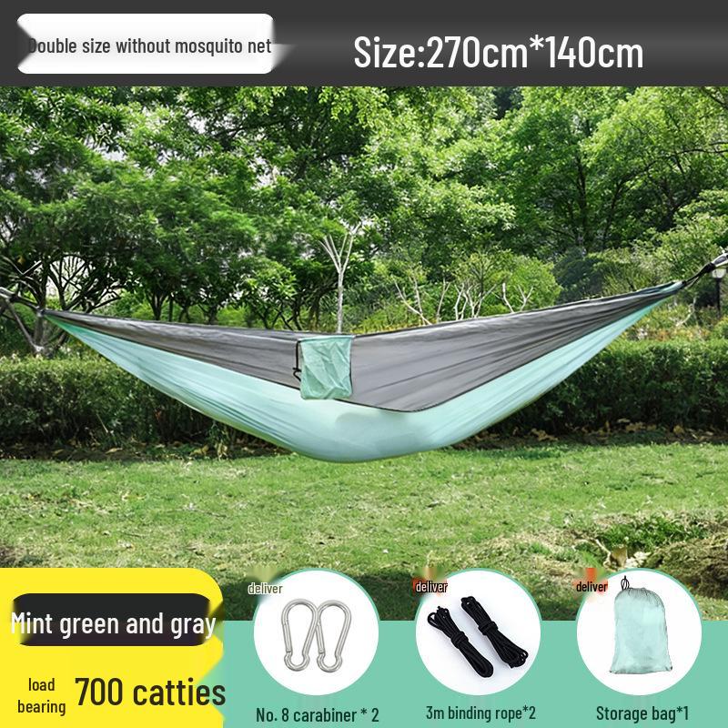Outdoor Anti-Rollover Hanging Chair Hammock - Single/Double, Color-block Nylon, Parachute Cloth, Lightweight Swing.