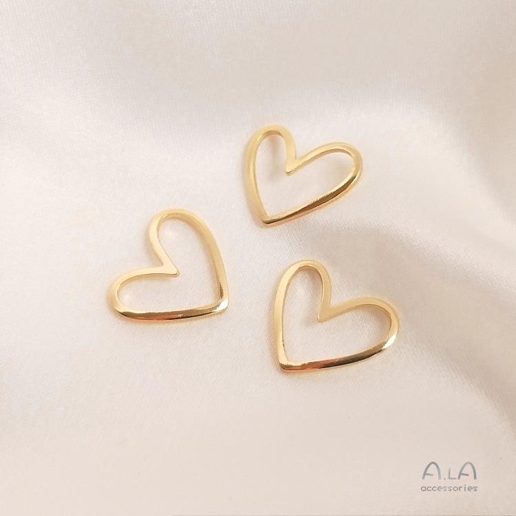 14K Gold-Filled Openwork Curved Heart DIY Jewelry Connecting Components 