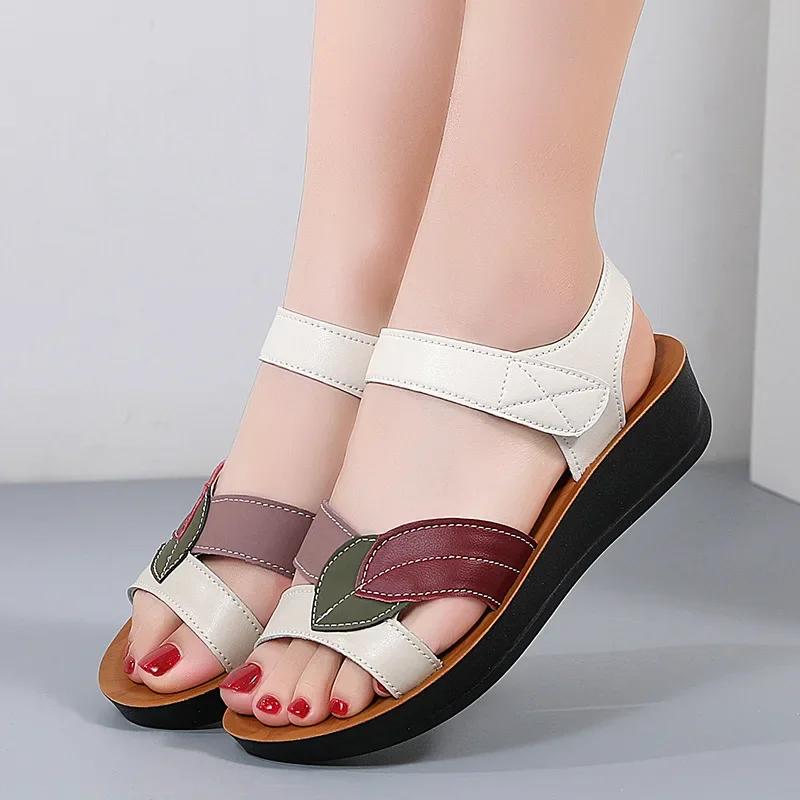 Fashion 2025 Big Size Casual Soft Breathable PU Sandals Shoes For Women Wedges Platform Chaussure Femme Ladies  Zapatos Mujer