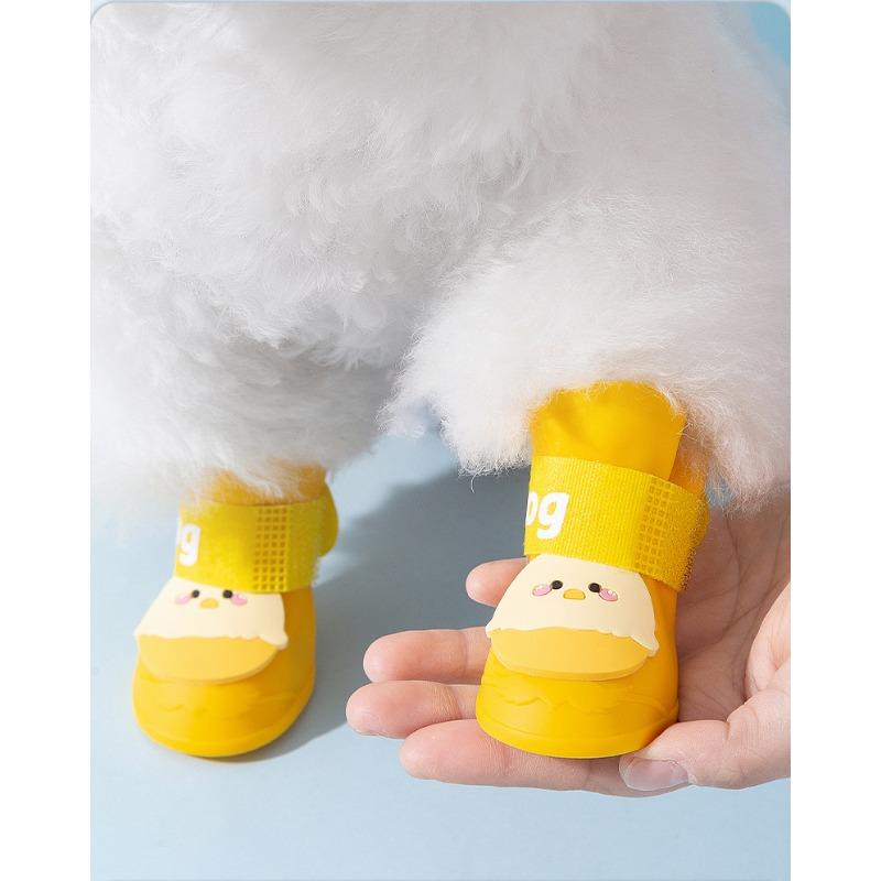 Cartoon Waterproof Non Slip Silicone Rain Shoes For Small Medium Dogs