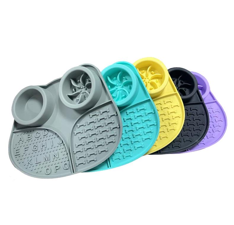 Tigela Alimentadora Lenta com Ventosa Anti-Engasgo - Silicone de Grau Alimentar, Tapete de Alimentação para Animais de Estimação de Fácil Limpeza