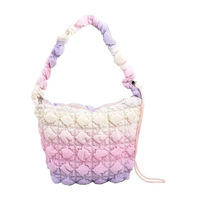 Rainbow Pleated Cloud Bag New Women's Korean Style All-matching Bubble Fashionable Simple One-shoulder Puff
