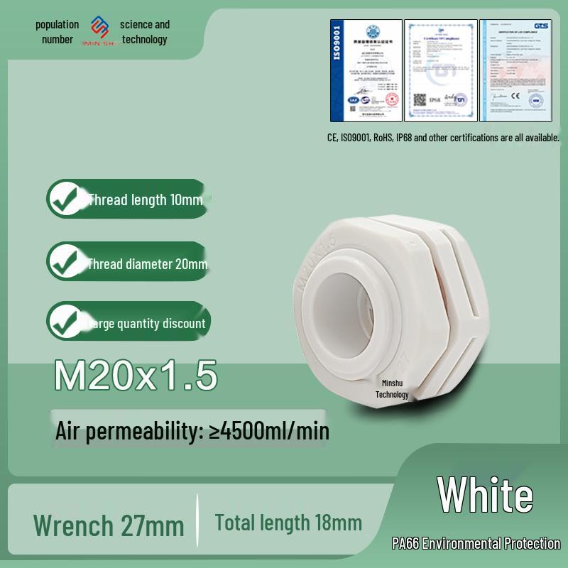 M12 Waterproof Breathable Nylon Automatic Vent and Pressure Relief Valve for Fermentation