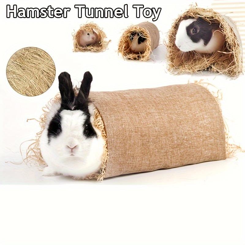 Hideaway Grass Rabbit Hideout Bunny Hideaway Hut Guinea Pig Linen Durable Tunnel with Small Animal Activity Toys