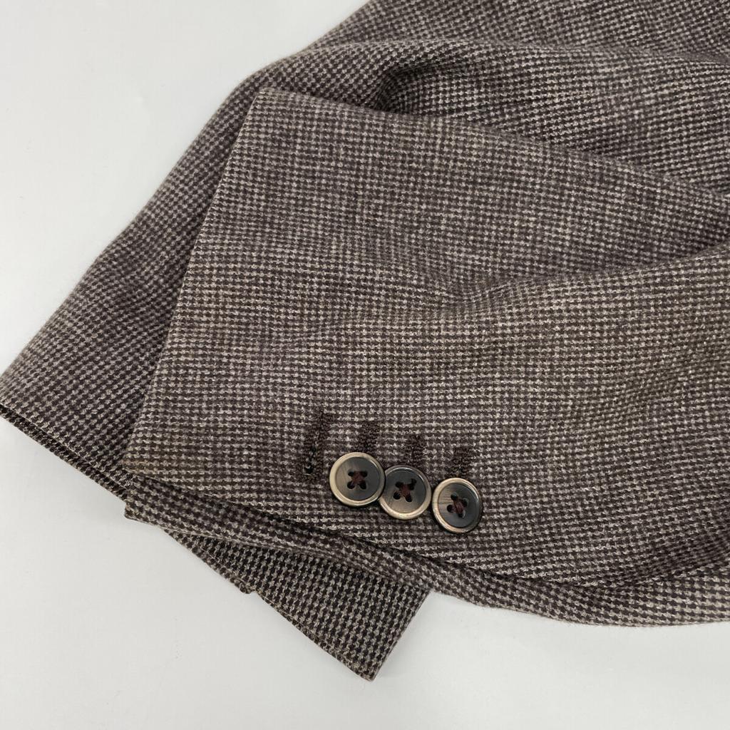 LARDINI Brown Wool Loropiana Fabric Check Vent Tailored Jacket Jacket 50 BrownUsed