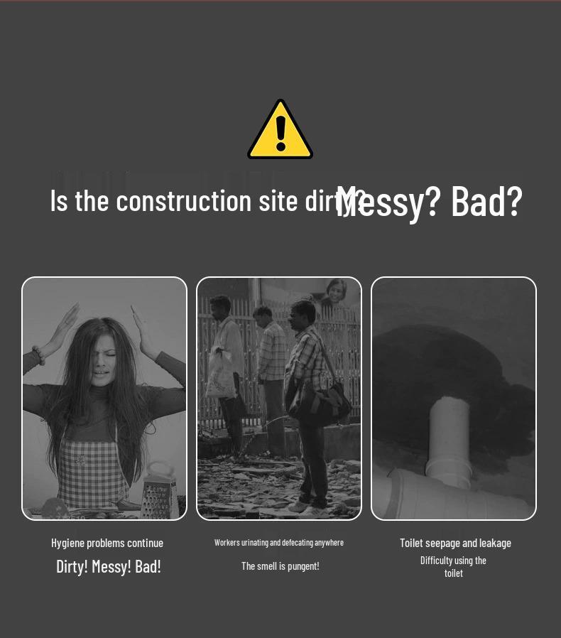 Jednorázový jednoduchý záchod: Přenosné klekátko pro renovaci nebo staveniště s plastovým sedátkem a umyvadlem.