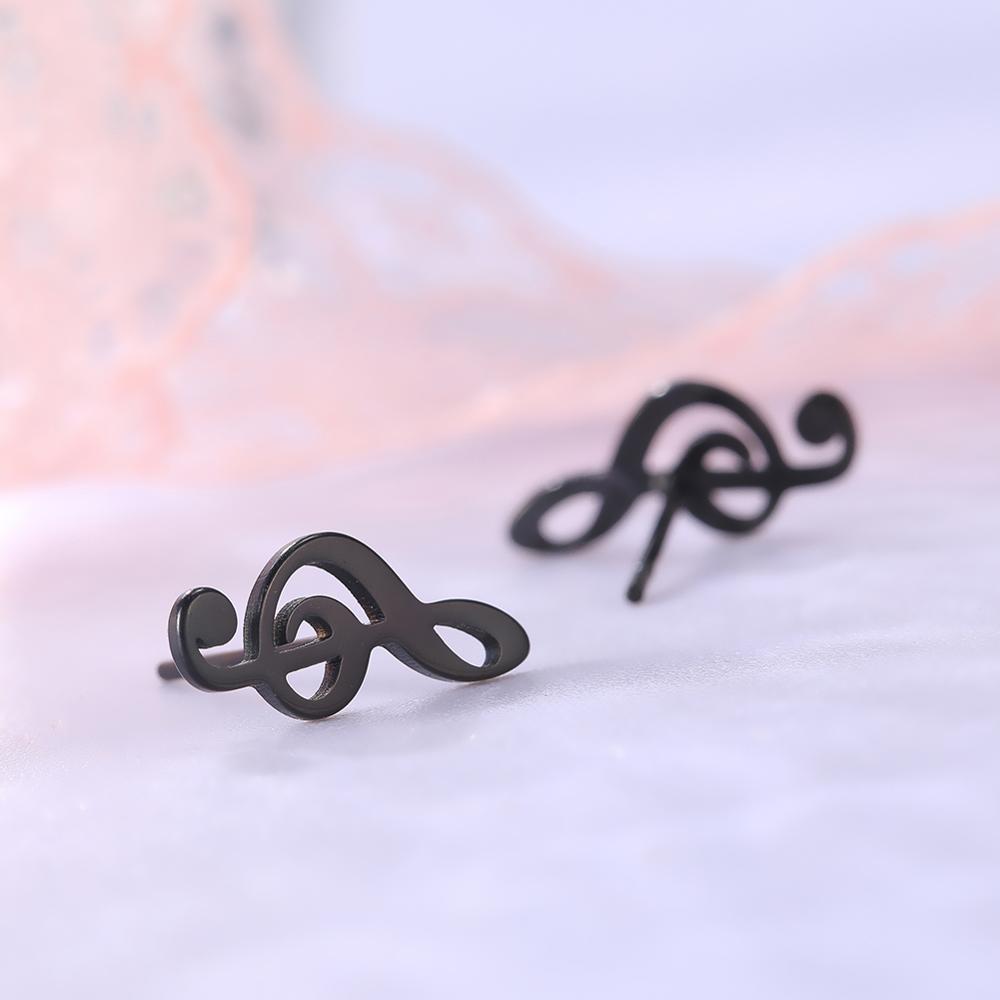 My Shape Music Note Stud Earrings for Men Women Black Color Stainless Steel Earring Punk Fashion Jewelry Pendientes Mujer 2022