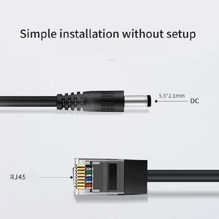 Plastic POE Splitter POE To 12V DC5.5x2.1 Power Transform, 48V To 12V With Overcurrent And Overheats Protections