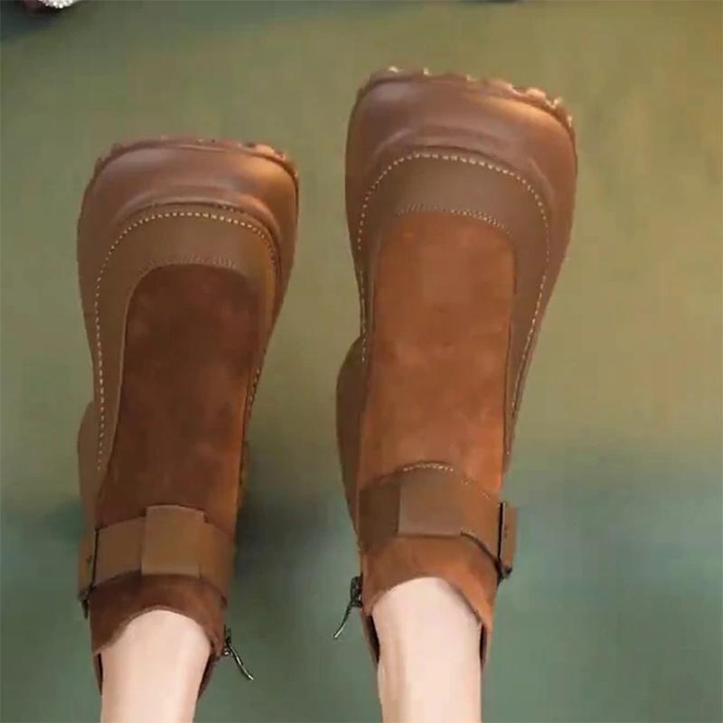 Nové dámské kotníkové boty na platformě s vysokým podpatkem, boty Chelsea, trendy sportovní krátké boty s přezkou, semišové boty Mujer Snow Botas