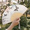 Antique Bamboo Folding Fan Ink Wash Painting Portable Fan Decorative Dance Fan  Summer Use