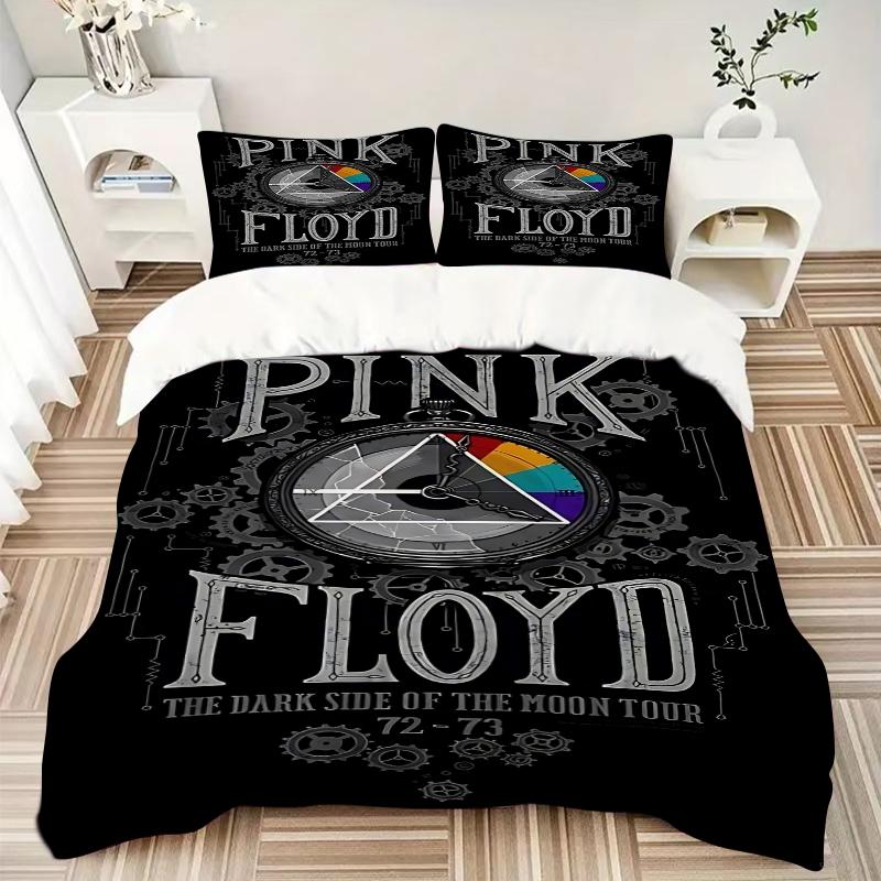 3-teiliges Pink Floyd Moon Tour Bettwäsche-Set Weicher Stoff Bettbezug Kissenbezüge Zuhause Weihnachts-Xmas Halloween Geschenk 1 Bettbezug 2 Kissenbezüge G1188