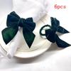 6pcs Napkin Clasp Bow Christmas Napkin Rings Chic Velvet Bowknot For Xmas Dinner Parties Wedding Holiday Home Napkin Holders