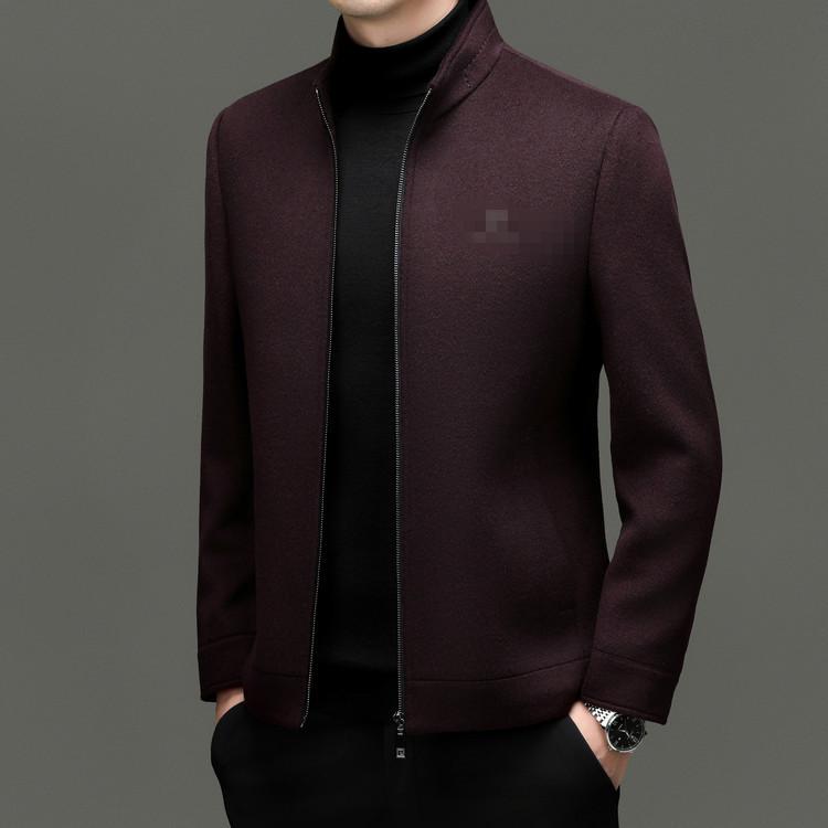Men's Wool Double-Sided Stand-Up Collar Jacket: Autumn/Winter Middle-Aged Casual Thick Coat