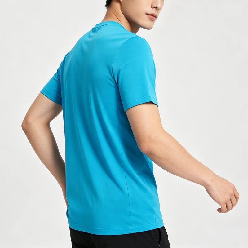 Li-Ning Summer Mens Solid Color Round Neck Short Sleeve Comfortable Breathable Skin-Friendly Lightweight Simple Versatile Fashion T-Shirt ATSN387-3