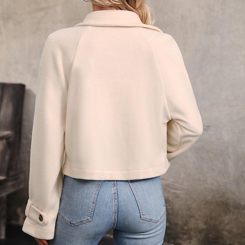 Autumn and Winter New Jacket Cardigan Women's Button-down Lapel Fleece Short Coat