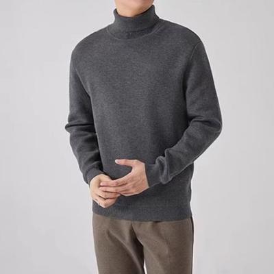 Men Thickened Turtleneck Sweater Fleece Warm Knitted Long Sleeve Top Lined Pullover Sweater Casual Loose