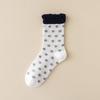 Women's Spring and Autumn Puffed Lace Mid-calf Socks Polka Dot Boneless Pile Socks Cotton Autumn and Winter Socks