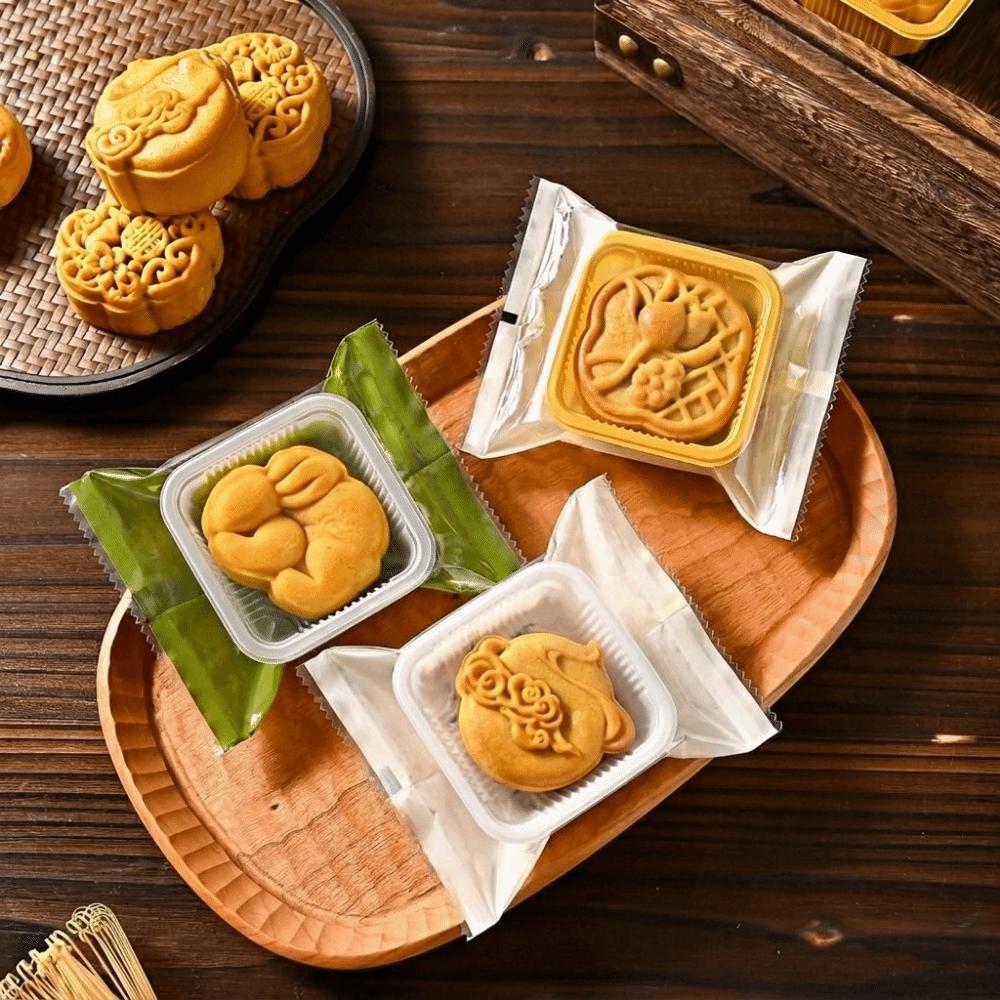 100PCS Transparent Mooncake Bags Chinese Style Machine Seal Bags Food Storage Bags Egg Yolk Crisp
