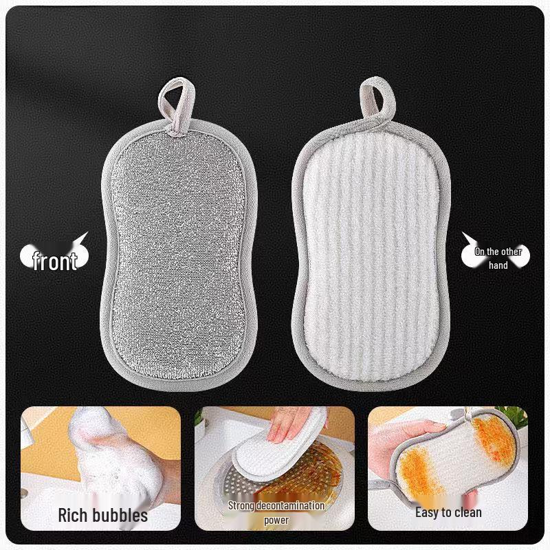 Bamboo Fiber Double-Sided Dishwashing Sponge & Scrub Brush - Kitchen Cleaning Scouring Pad & Magic Eraser.